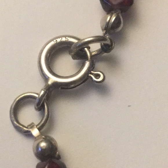 Native American Garnet Freshwater Pearl Sterling Cross Necklace Marked 15" - Picture 6 of 7